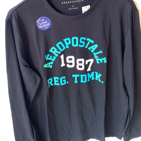 Aeropostale Black Long-sleeve Tee Shirt, Size L, NWT - Picture 2 of 6